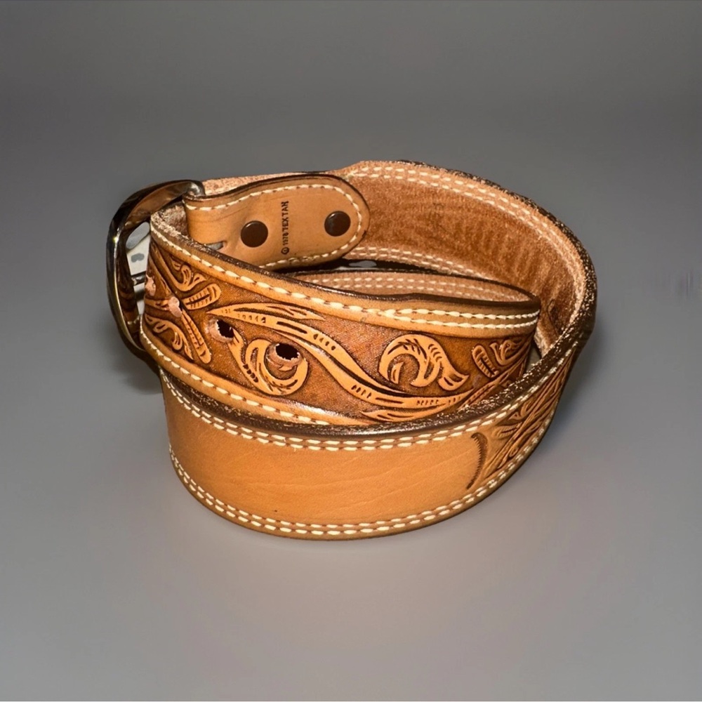 Vintage 1978 Textan Genuine Cowhide Leather Belt Size 28